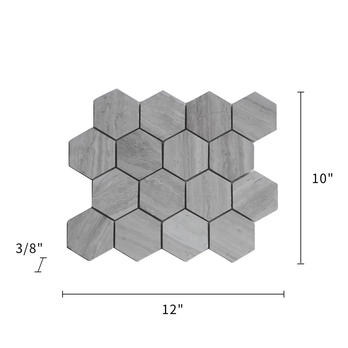 Wooden White Hexagon Honed Marble Mosaic Wall Tile - Sample (Product Shown is Full Size)