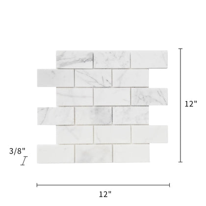 Calacatta 12-in x 12-in Polished Marble Mosaic Floor and Wall Tile( 5 sq. ft. /Box )