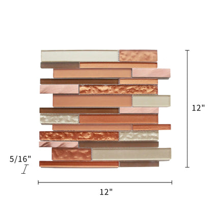 Size diagram of Sunset Ridge Glass Mosaic Wall Tile – 12x12 inch with 1 sq. ft coverage, showing mosaic layout and dimensions.