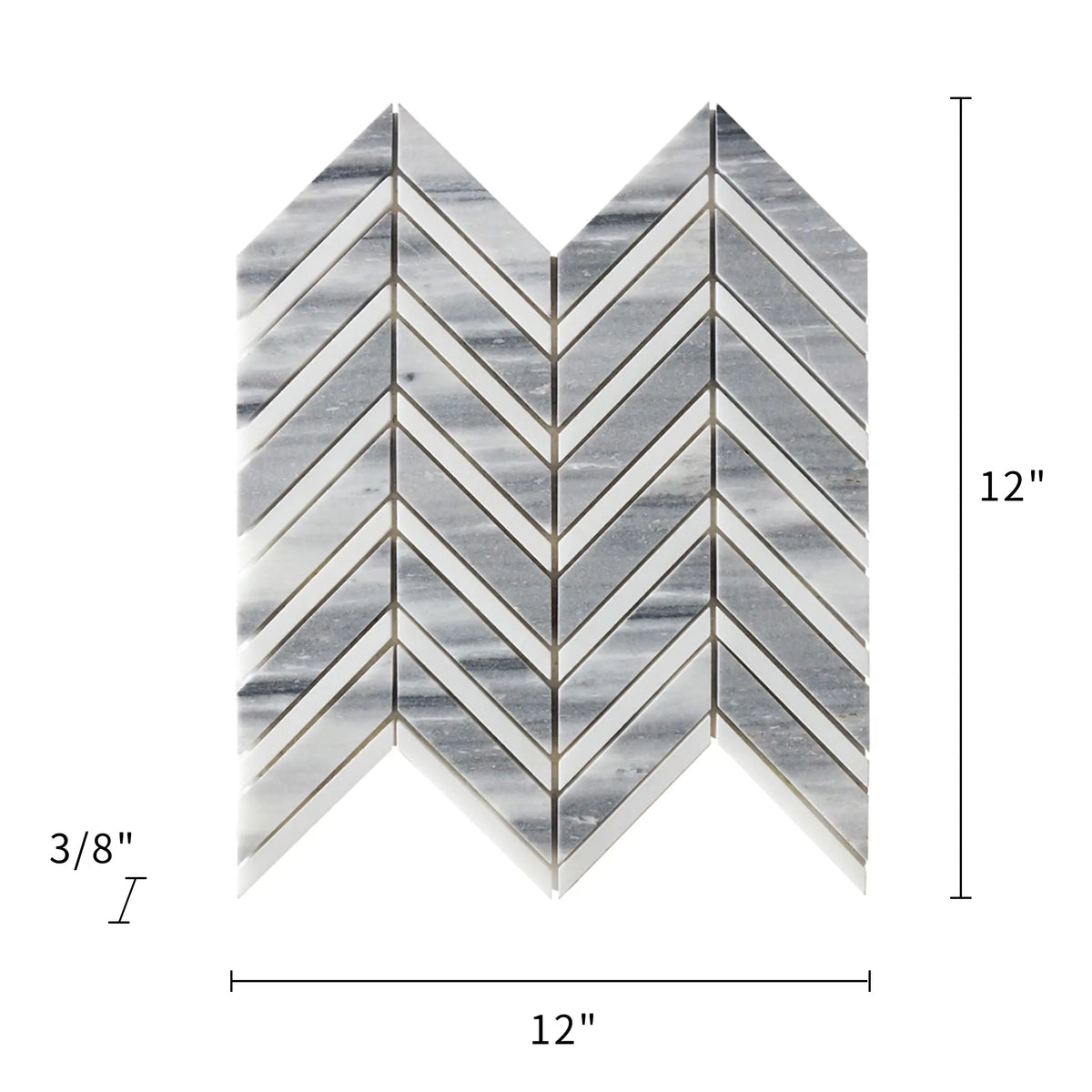 Marmara Chevron 12-in x 12-in Marble Mosaic Floor and Wall Tile( 5 sq. ft. /Box )