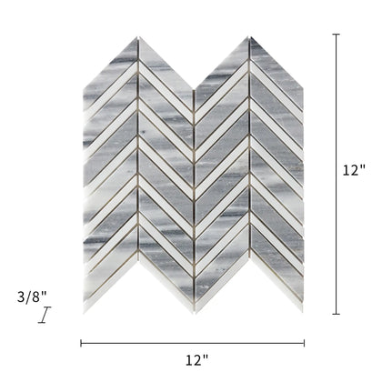 Marmara Chevron 12-in x 12-in Marble Mosaic Floor and Wall Tile( 5 sq. ft. /Box )