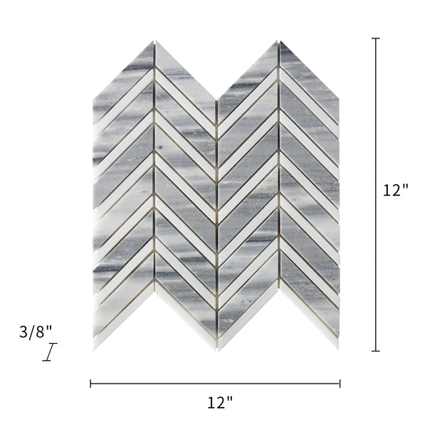 Marmara Chevron 12-in x 12-in Marble Mosaic Floor and Wall Tile( 5 sq. ft. /Box )