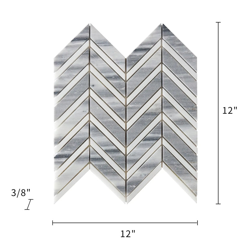 Marmara Chevron 12-in x 12-in Marble Mosaic Floor and Wall Tile( 5 sq. ft. /Box )