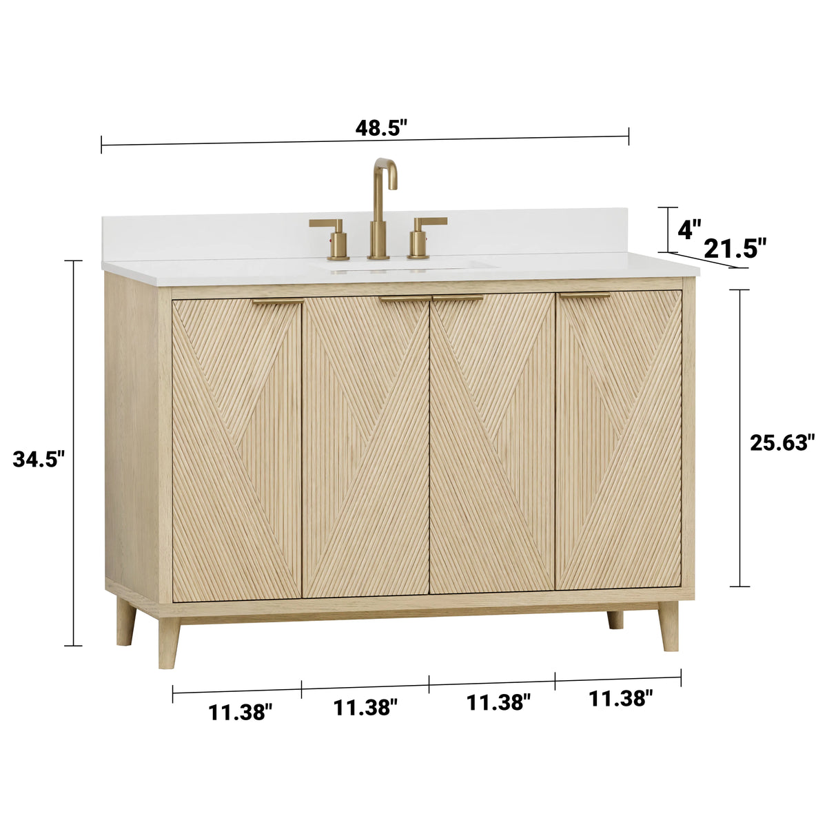 Summerville 48" Vanity Set with Pure White Quartz Countertop