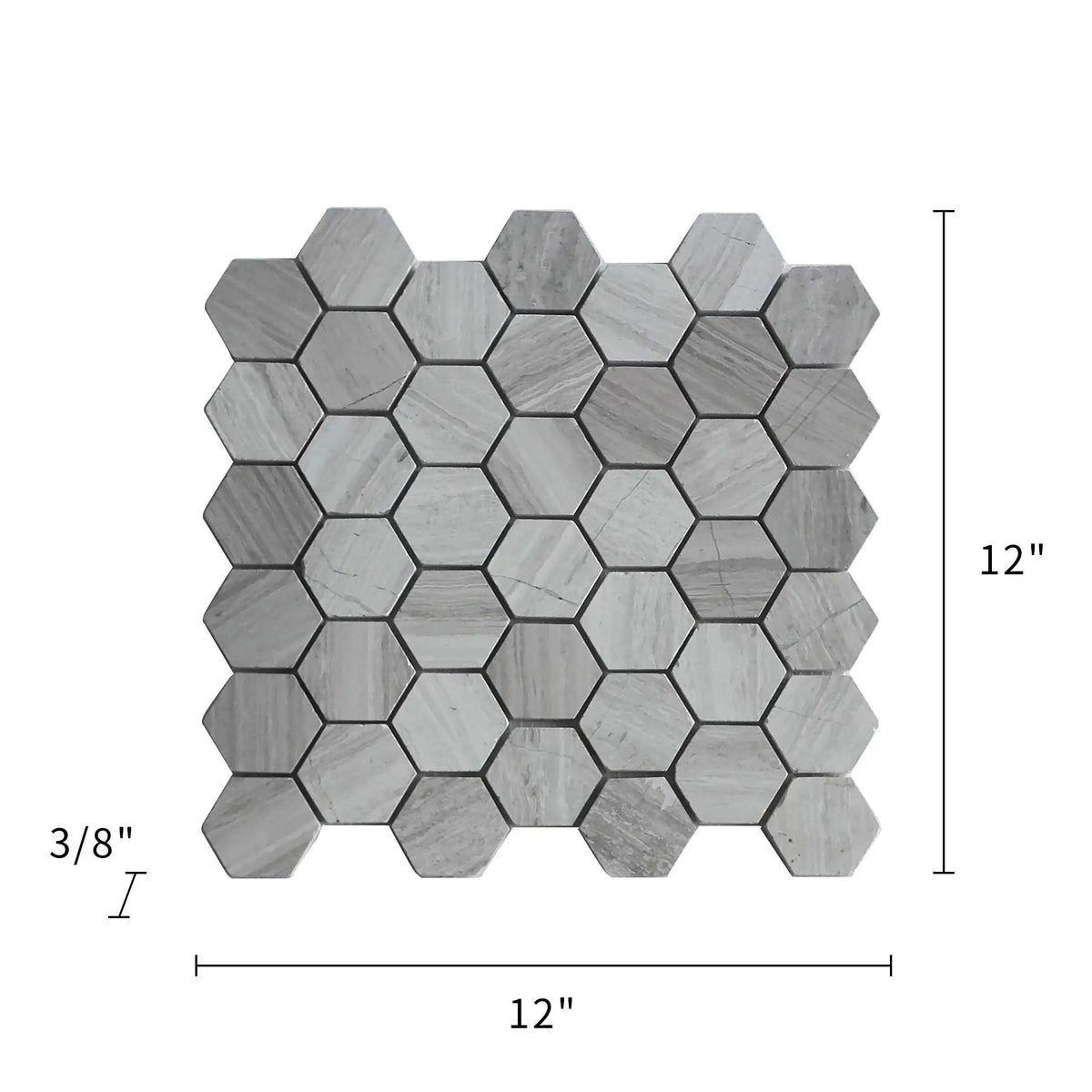 2-in Wooden White Hexagon 12-in x 12-in Honed Marble Mosaic Wall Tile( 5 sq. ft. /Box )