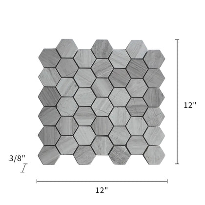 Wooden White Hexagon Honed Marble Mosaic Wall Tile - Sample (Product Shown is Full Size)