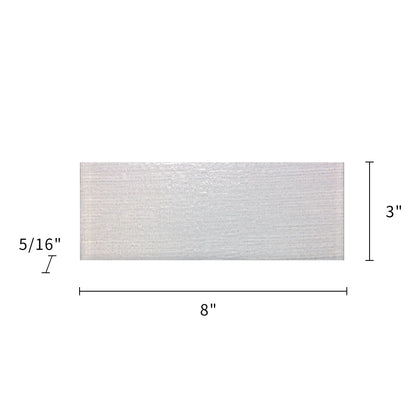Size diagram of Linen Ice Glass Wall Tile – 3x8 inch layout with 0.17 sq. ft coverage, detailed dimensions for precise installation.