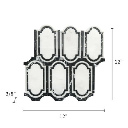Windows Pattern Oriental Black & White 12-in x 12-in Waterjet Mosaic Floor and Wall Tile( 6 sq. ft. /Box )