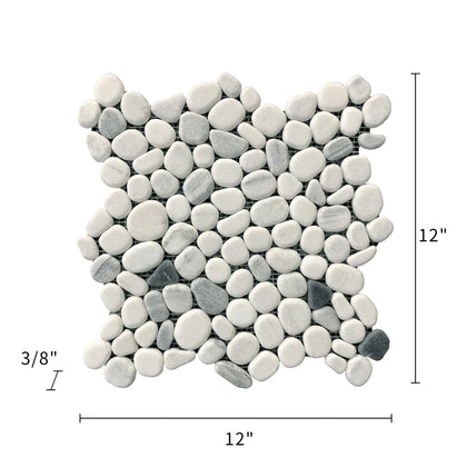 Chinese Zebra Flat Pebble 12-in x 12-in Marble Mosaic Floor Tile( 5 sq. ft. /Box )