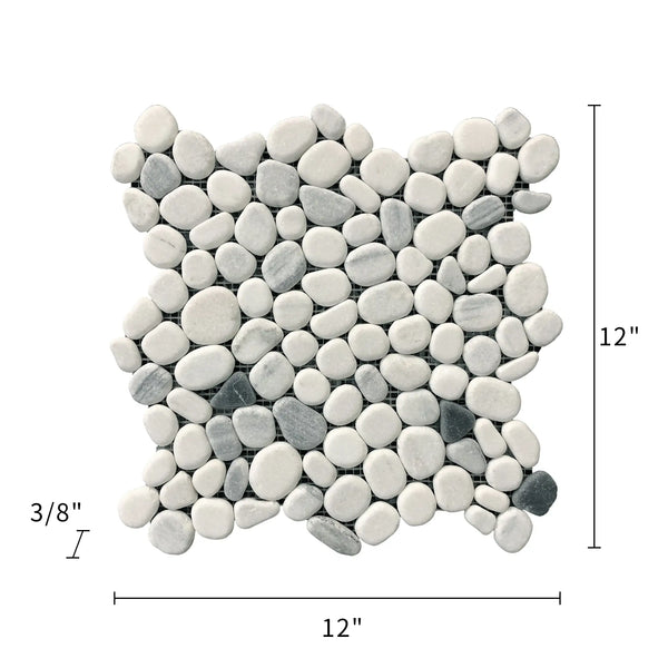 Chinese Zebra Flat Pebble Marble Mosaic Floor Tile - Sample (Product Shown is Full Size)