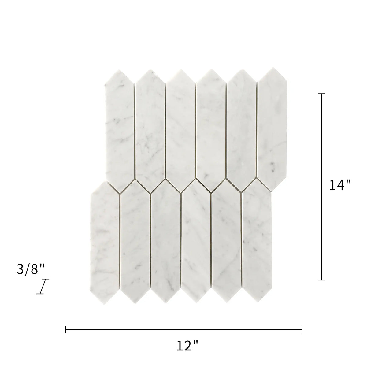 Carrara Elongated Hexagon 14-in x 12-in Polished Marble Mosaic Wall Tile( 5.85 sq. ft. /Box )