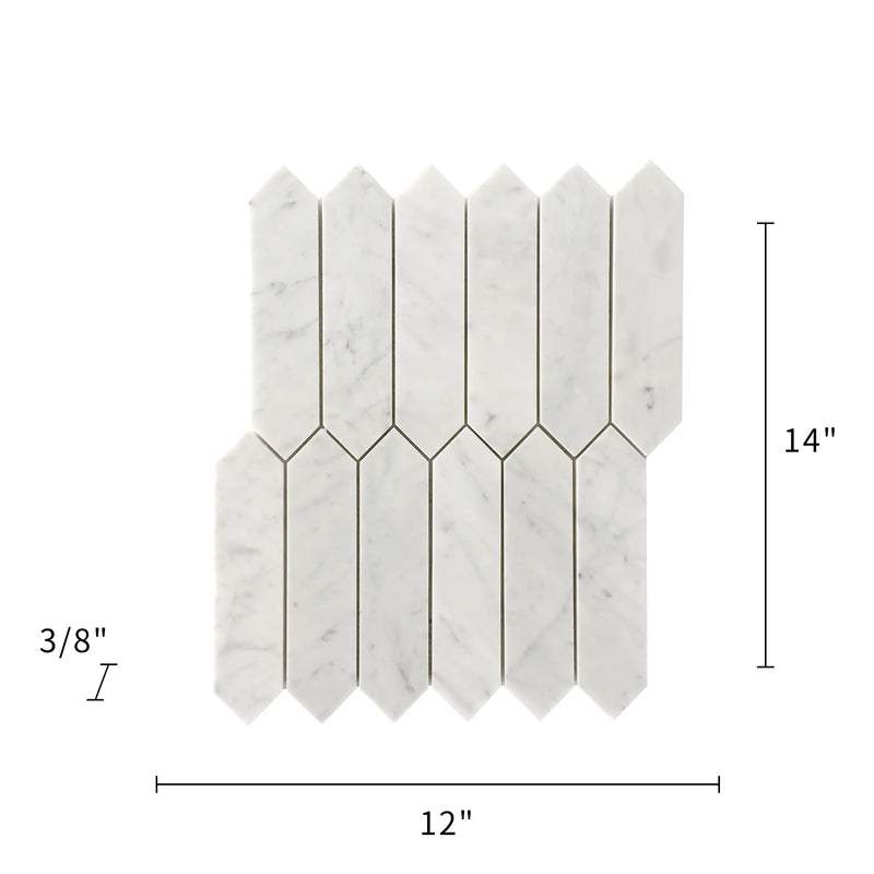 Carrara Elongated Hexagon 14-in x 12-in Polished Marble Mosaic Wall Tile( 5.85 sq. ft. /Box )