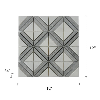 Rubik Cube Pattern 12-in x 12-in Marble Mosaic Floor and Wall Tile( 5 sq. ft. /Box )