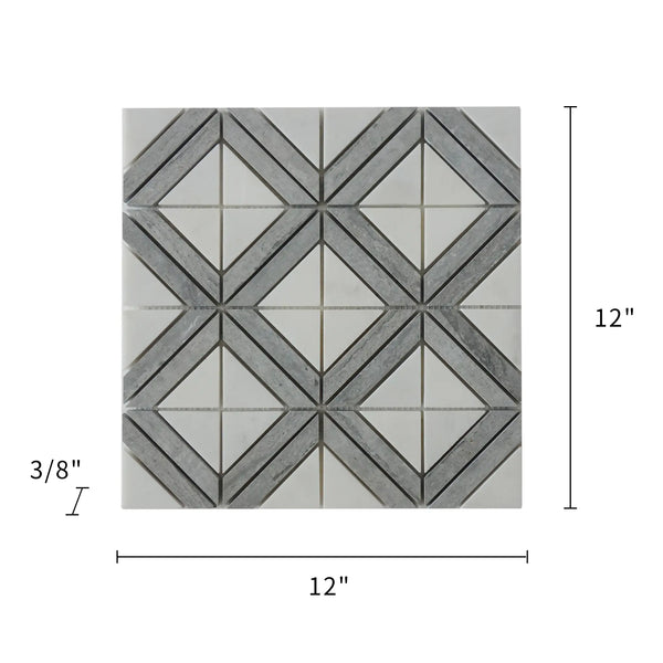 Rubik Cube Pattern 12-in x 12-in Marble Mosaic Floor and Wall Tile( 5 sq. ft. /Box )