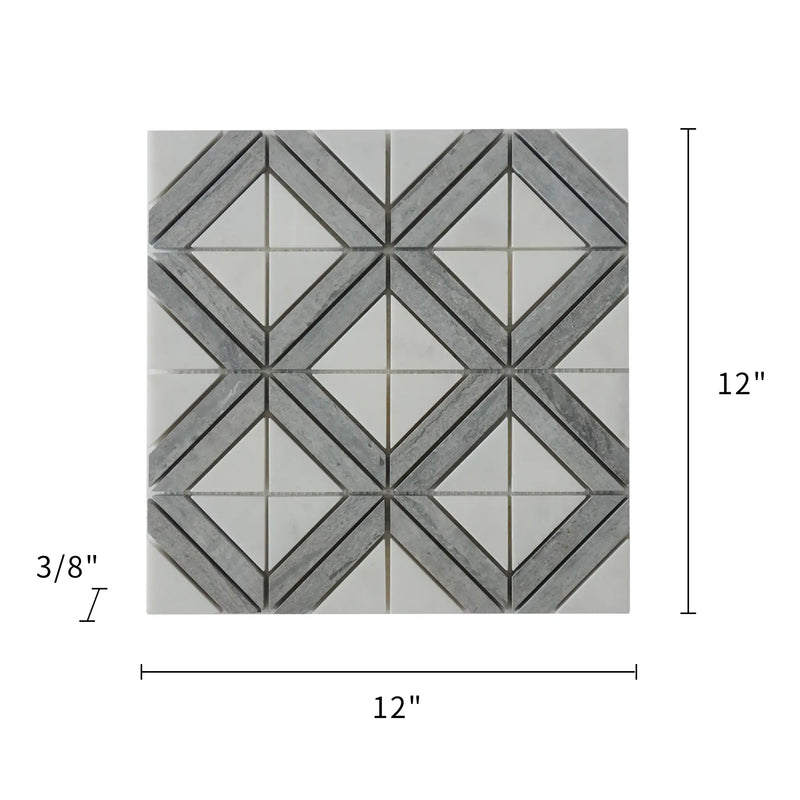 Rubik Cube Pattern 12-in x 12-in Marble Mosaic Floor and Wall Tile( 5 sq. ft. /Box )