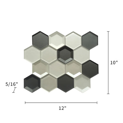 Mixed 3D Hexagon 10-in x 12-in Glass Mosaic Wall Tile( 8.3 sq. ft. /Box )