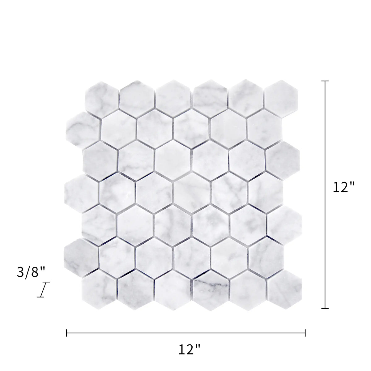 2-in Carrara White Hexagon Honed Marble Mosaic Floor and Wall Tile - Sample (Product Shown is Full Size)