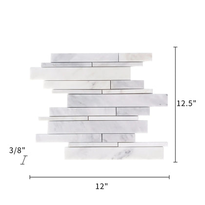Oriental White Random Strip 12-1/2-in x 12-in Polished Marble Mosaic Wall Tile( 5.2 sq. ft. /Box )