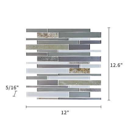 Modesto Quartzet & Glass Mix Random Strip 12-in x 13-in Glass Mosaic Wall Tile( 10 sq. ft. /Box )