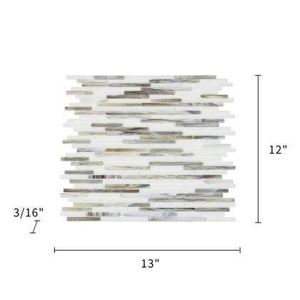 Silver Weave Random Strip Glass Mix Glass Mosaic Wall Tile - Sample (Product Shown is Full Size)
