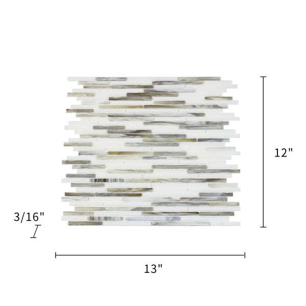 Silver Weave Random Strip Glass Mix 12-in x 12-in Glass Mosaic Wall Tile( 20 sq. ft. /Box )