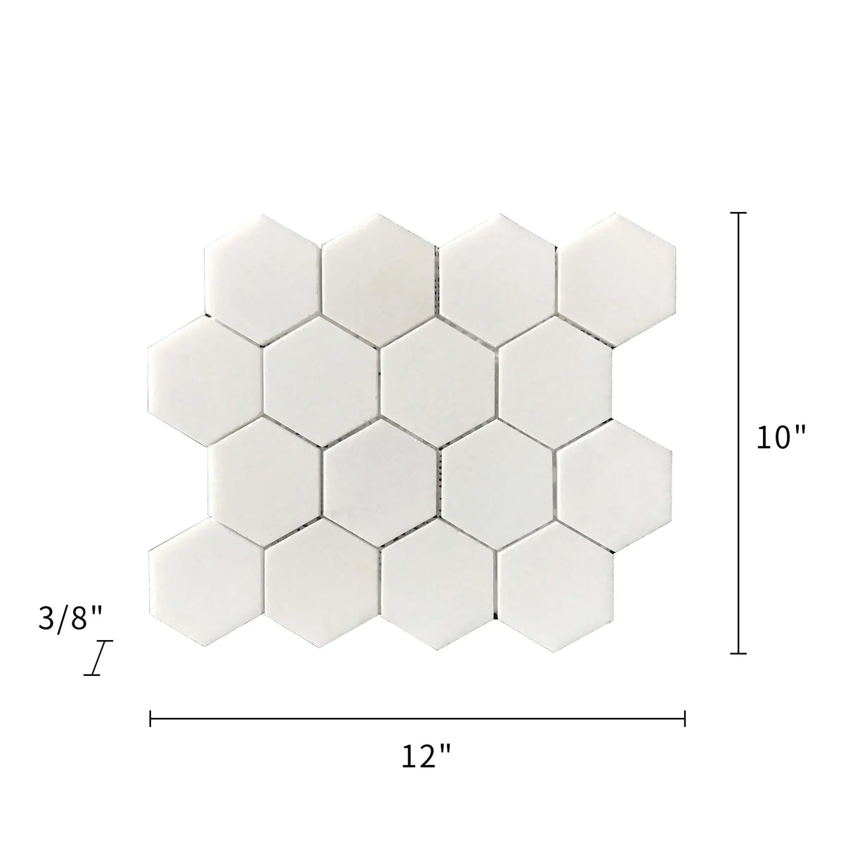 3-in Thassos White Hexagon 12-in x 10-in Polished Marble Mosaic Floor and Wall Tile( 4.15 sq. ft. /Box )
