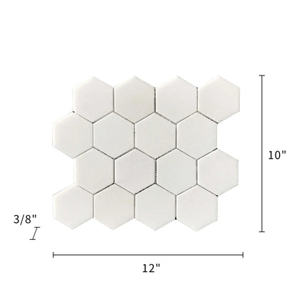 3-in Thassos White Hexagon 12-in x 10-in Polished Marble Mosaic Floor and Wall Tile( 4.15 sq. ft. /Box )