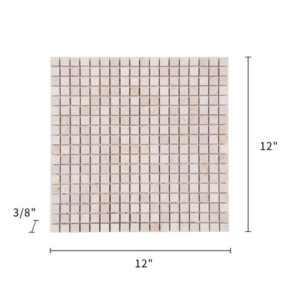 Cream Marfil 12-in x 12-in Polished Mosaic Floor and Wall Tile( 5 sq. ft. /Box )
