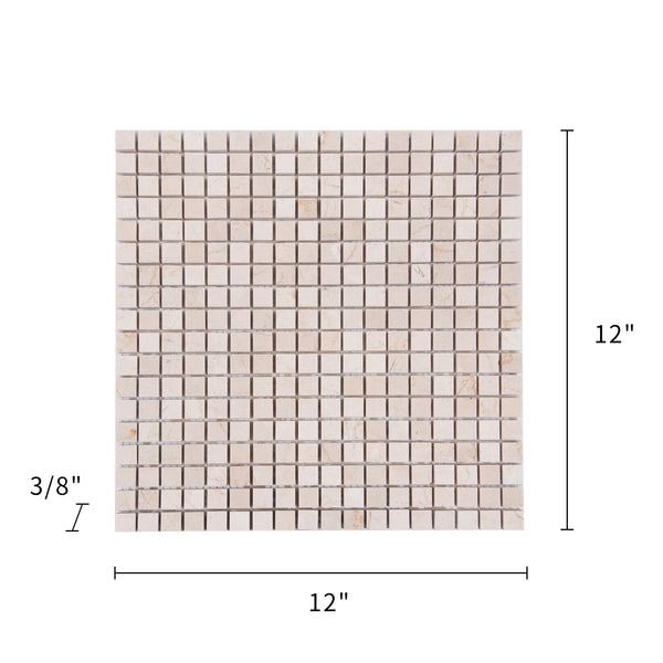 Cream Marfil 12-in x 12-in Polished Mosaic Floor and Wall Tile( 5 sq. ft. /Box )