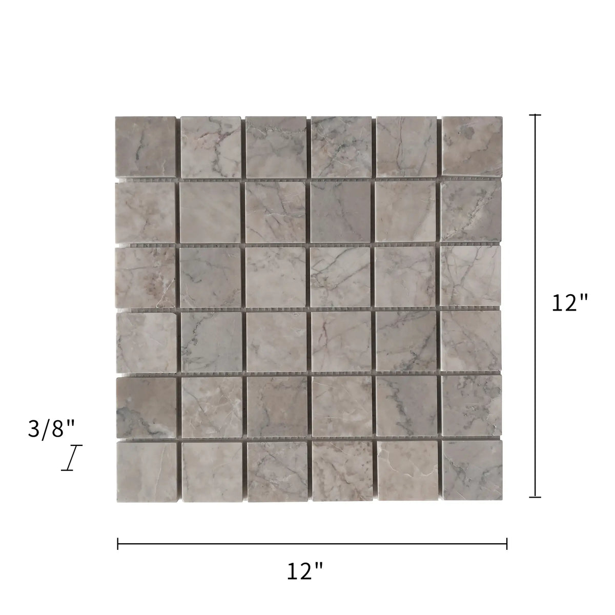 2-in Gray Cloud 12-in x 12-in Polished Marble Mosaic Floor and Wall Tile( 5 sq. ft. /Box )