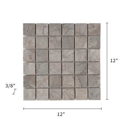 2-in Gray Cloud 12-in x 12-in Polished Marble Mosaic Floor and Wall Tile( 5 sq. ft. /Box )