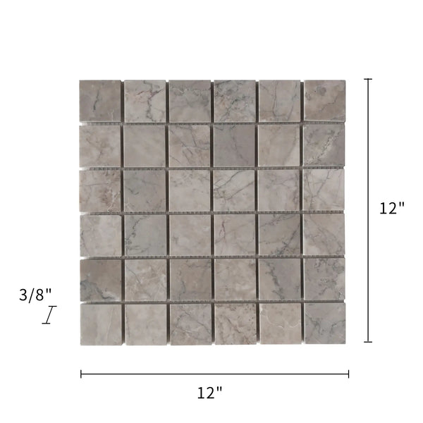 2-in Gray Cloud 12-in x 12-in Polished Marble Mosaic Floor and Wall Tile( 5 sq. ft. /Box )
