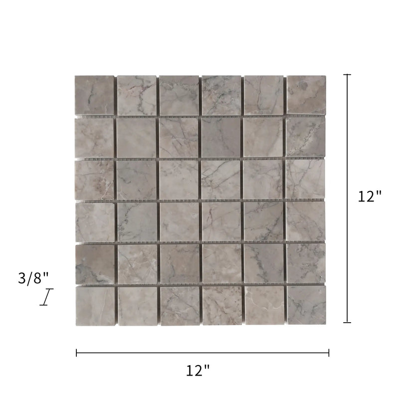 2-in Gray Cloud 12-in x 12-in Polished Marble Mosaic Floor and Wall Tile( 5 sq. ft. /Box )