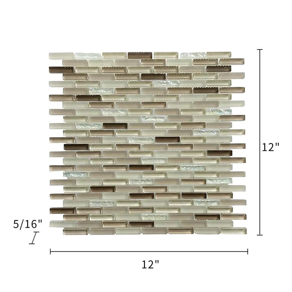 Farnsworth Random Strips 12-in x 12-in Glass Mosaic Wall Tile( 10 sq. ft. /Box )