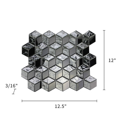 Silver Cubes Pattern 12-in x 12-1/2-in Glass Mosaic Wall Tile( 15.6 sq. ft. /Box )