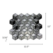 Silver Cubes Pattern 12-in x 12-1/2-in Glass Mosaic Wall Tile( 15.6 sq. ft. /Box )