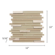 Glass & Metal Mix Random Strip 12-in x 12-in Glass Mosaic Wall Tile( 10 sq. ft. /Box )