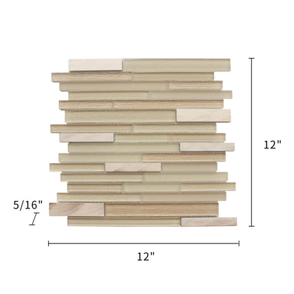 Glass & Metal Mix Random Strip 12-in x 12-in Glass Mosaic Wall Tile( 10 sq. ft. /Box )
