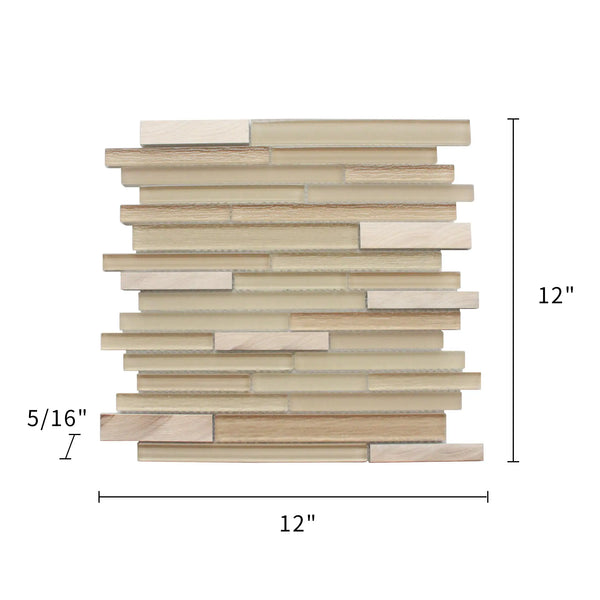 Glass & Metal Mix Random Strip 12-in x 12-in Glass Mosaic Wall Tile( 10 sq. ft. /Box )