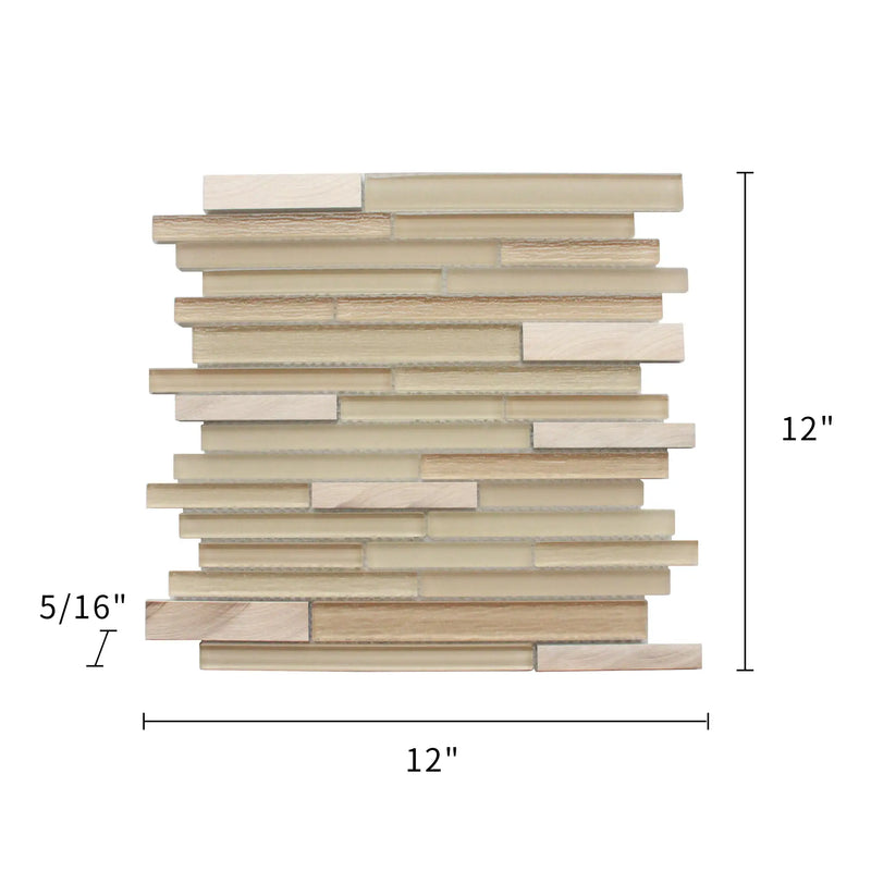 Glass & Metal Mix Random Strip 12-in x 12-in Glass Mosaic Wall Tile( 10 sq. ft. /Box )