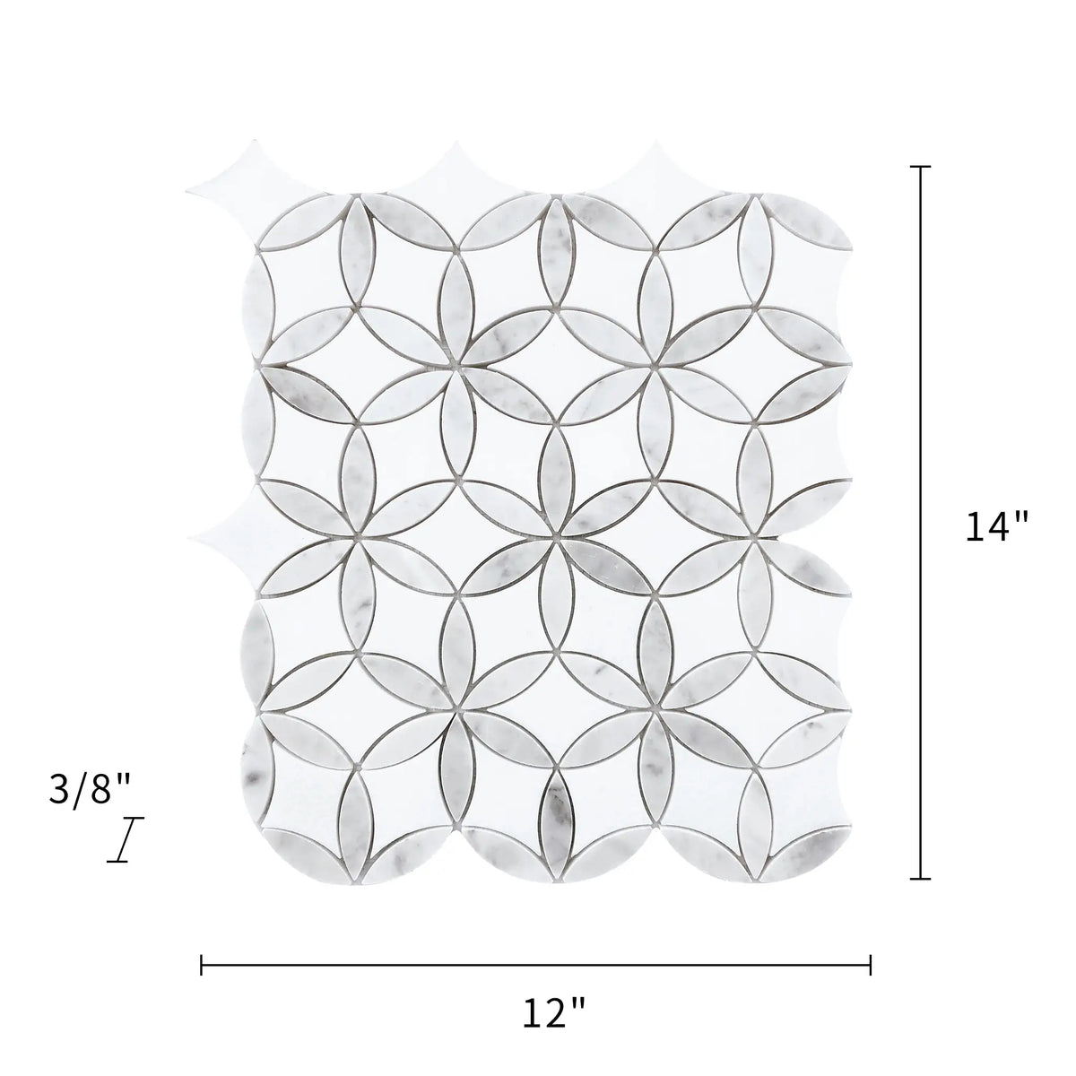 Flower Thassos & Carrara 14-in x 12-in Waterjet Marble Mosaic Floor and Wall Tile( 5.85 sq. ft. /Box )