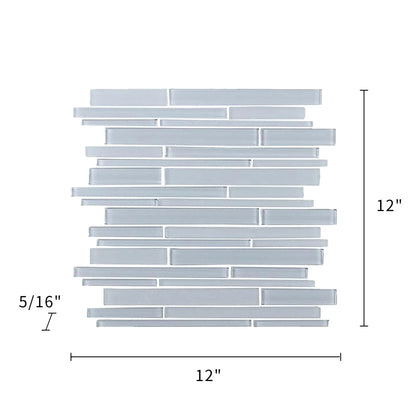 Ice Block Random Strip 12-in x 12-in Glass Mosaic Wall Tile( 10 sq. ft. /Box )