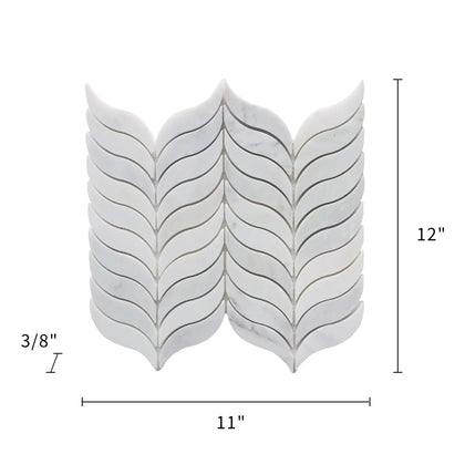 Oriental White Synergy Weave 12-in x 11-in Polished Marble Mosaic Wall Tile( 4.6 sq. ft. /Box )