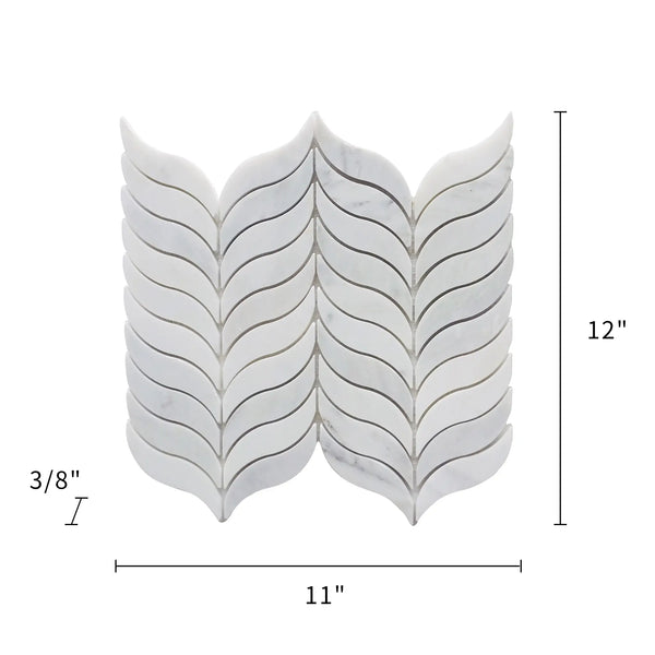 Oriental White Synergy Weave 12-in x 11-in Polished Marble Mosaic Wall Tile( 4.6 sq. ft. /Box )