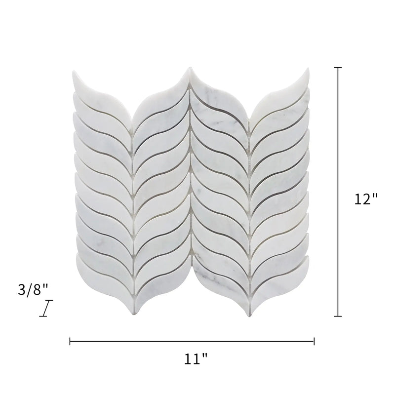 Oriental White Synergy Weave 12-in x 11-in Polished Marble Mosaic Wall Tile( 4.6 sq. ft. /Box )