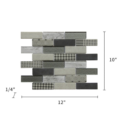 French Gingham Brick 12-in x 10-in Glass Mosaic Wall Tile( 8.3 sq. ft. /Box )