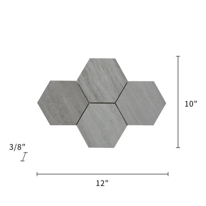 6-in Wooden White Hexagon 12-in x 10-in Honed Marble Mosaic Wall Tile( 4.15 sq. ft. /Box )