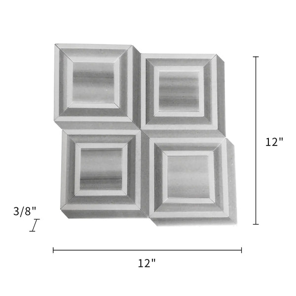 Zebra & Thassos White Marble 12-in x 12-in Waterjet Mosaic Floor and Wall Tile( 5 sq. ft. /Box )
