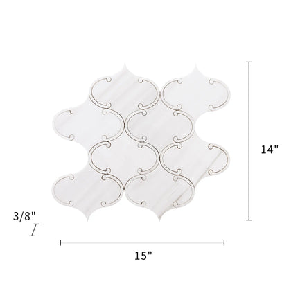 Thassos White & Mother of Pearl 14-in x 15-in Polished Waterjet Mosaic Floor and Wall Tile( 7 sq. ft. /Box )