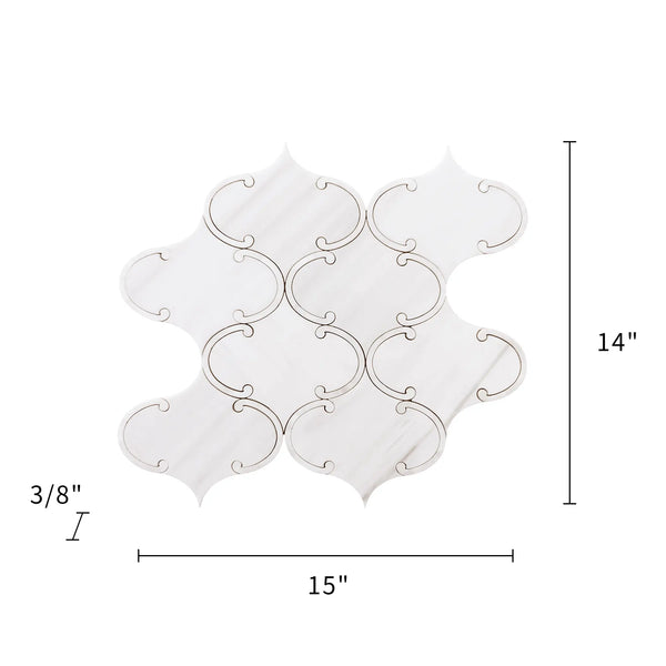 Thassos White & Mother of Pearl 14-in x 15-in Polished Waterjet Mosaic Floor and Wall Tile( 7 sq. ft. /Box )